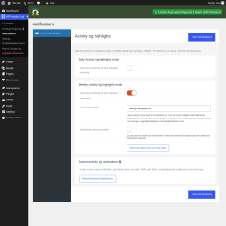 Page screenshot: WP Activity Log &rarr; Notifications