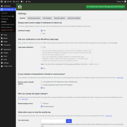 Page screenshot: WP Activity Log &rarr; Settings