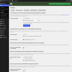 Page screenshot: WP Activity Log &rarr; Settings &rarr; 
					Activity log viewer				