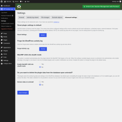 Page screenshot: WP Activity Log &rarr; Settings &rarr; 
					Advanced settings				