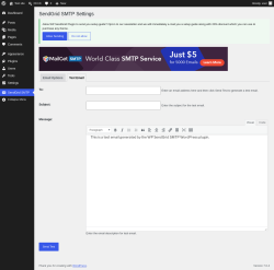 Page screenshot: SendGrid SMTP &rarr; Test Email