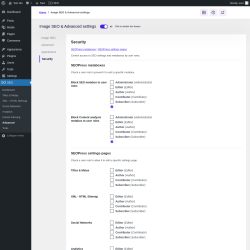 Page screenshot: SEO → Advanced → Security