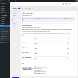 Page screenshot: SEO → Analytics → Advanced