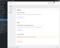 Page screenshot: SEO → Tools → Reset