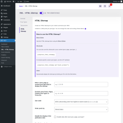 Page screenshot: SEO → XML – HTML Sitemap → HTML Sitemap