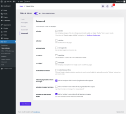 Page screenshot: SEO → Titles & Metas → Advanced