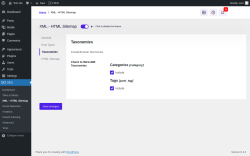Page screenshot: SEO → XML – HTML Sitemap → Taxonomies