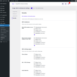 Page screenshot: SEO → Advanced → Security