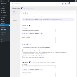 Page screenshot: SEO → Titles & Metas → Post Types