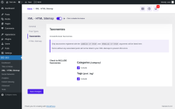 Page screenshot: SEO → XML – HTML Sitemap → Taxonomies