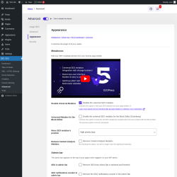 Page screenshot: SEO → Advanced → Appearance