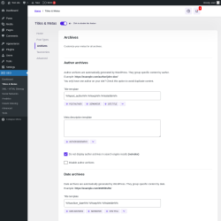 Page screenshot: SEO → Titles & Metas → Archives