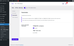 Page screenshot: SEO → XML – HTML Sitemap → Taxonomies