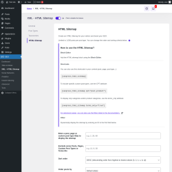 Page screenshot: SEO → XML – HTML Sitemap → HTML Sitemap