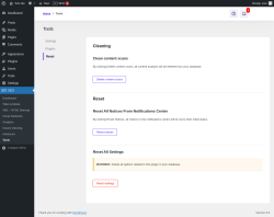 Page screenshot: SEO → Tools → 
					Reset				