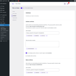 Page screenshot: SEO → Titles & Metas → Archives