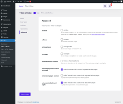 Page screenshot: SEO &rarr; Titles & Metas &rarr; Advanced