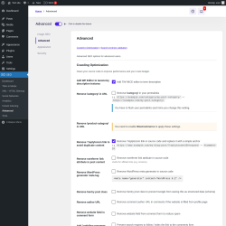 Page screenshot: SEO &rarr; Advanced &rarr; Advanced