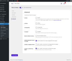 Page screenshot: SEO &rarr; Titles & Metas &rarr; Advanced