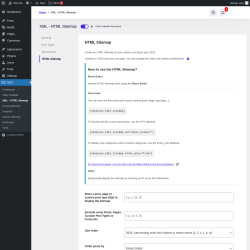Page screenshot: SEO &rarr; XML &ndash; HTML Sitemap &rarr; HTML Sitemap