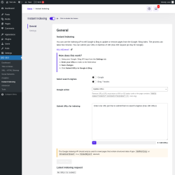 Page screenshot: SEO &rarr; Instant Indexing