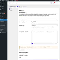 Page screenshot: SEO &rarr; Instant Indexing