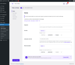 Page screenshot: SEO &rarr; Titles & Metas