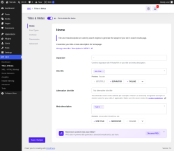Page screenshot: SEO &rarr; Titles & Metas