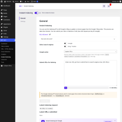 Page screenshot: SEO &rarr; Instant Indexing