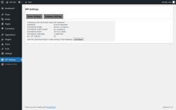 Page screenshot: WP Settings &rarr; Database Settings