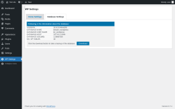 Page screenshot: WP Settings &rarr; Database Settings