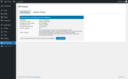 Page screenshot: WP Settings &rarr; Database Settings