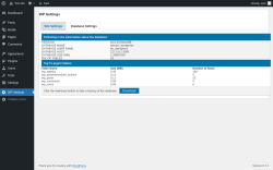 Page screenshot: WP Settings &rarr; Database Settings