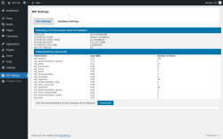 Page screenshot: WP Settings &rarr; Database Settings