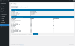 Page screenshot: WP Settings &rarr; Database Settings