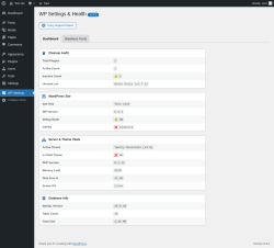 Page screenshot: WP Settings