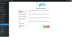Page screenshot: WP Sheet Editor → Settings