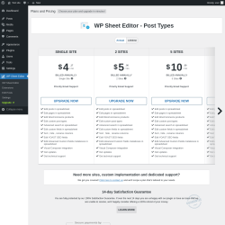 Page screenshot: WP Sheet Editor → Upgrade  ➤