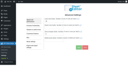 Page screenshot: WP Sheet Editor → Settings