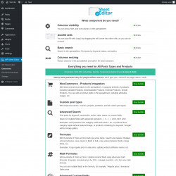 Page screenshot: WP Sheet Editor → Extensions