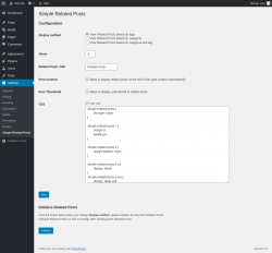 Page screenshot: Settings &rarr; Simple Related Posts