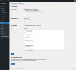 Page screenshot: Settings &rarr; Simple Related Posts