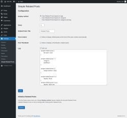 Page screenshot: Settings &rarr; Simple Related Posts