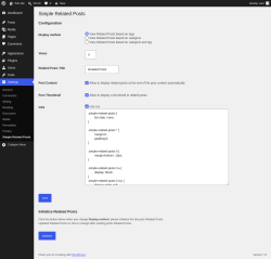 Page screenshot: Settings &rarr; Simple Related Posts