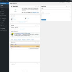Page screenshot: Dashboard &lsaquo; Test site &mdash; WordPress