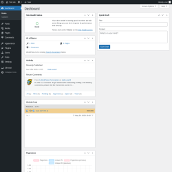 Page screenshot: Dashboard &lsaquo; Test site &mdash; WordPress