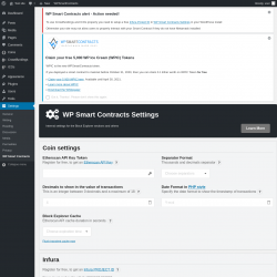 Page screenshot: Settings → WP Smart Contracts