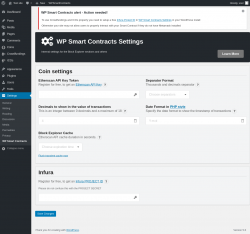 Page screenshot: Settings → WP Smart Contracts