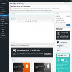 Page screenshot: Crowdfundings → Add New