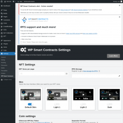 Page screenshot: Settings → WP Smart Contracts